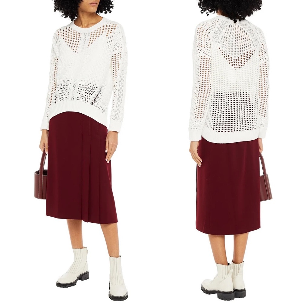 Maje Crocheted High Low Sweater Crew Neck Size 1